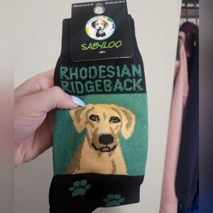 NWT Sabyloo Green and Black Rhodesian Ridgeback Dog Socks